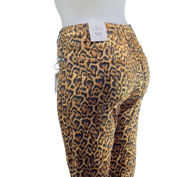 ZARA Women's Mid Rise Skinny Leopard Print Jeans Cotton Poly Stretch Size 4 - Picture 7 of 11